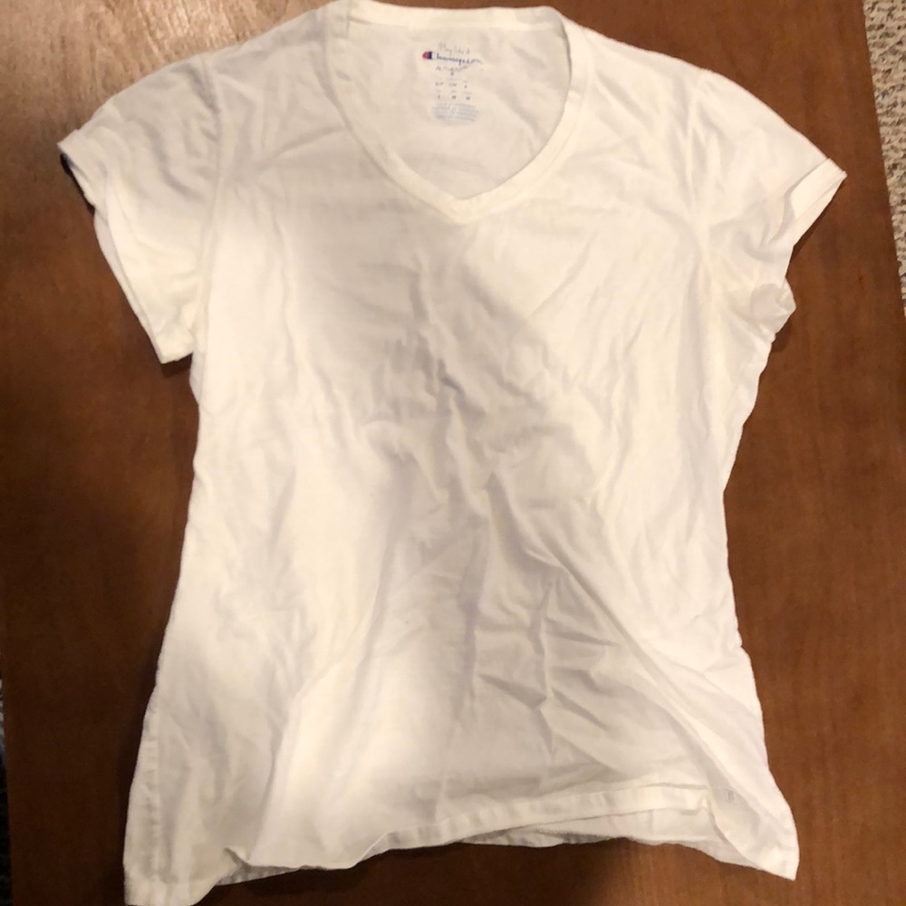 White Champion V-neck